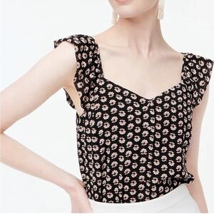 J. Crew Black and White Ruffled Fitted Blouse Size 6